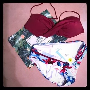 NWT Cupshe Plum and Floral Wrap Bikini